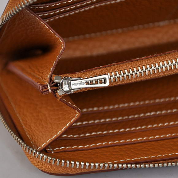 1:1 Quality Hermes Evelyn Long Wallet Zip Purse A808 Camel Replica - Click Image to Close